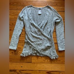 Red Haute Gray V-Neck Wrap Sweater